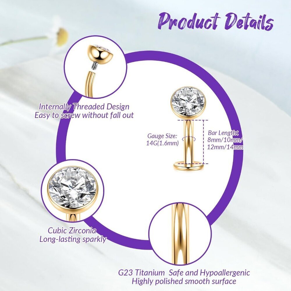 Titanium Belly Button Ring 14g Floating Disc Cz N… - image 7